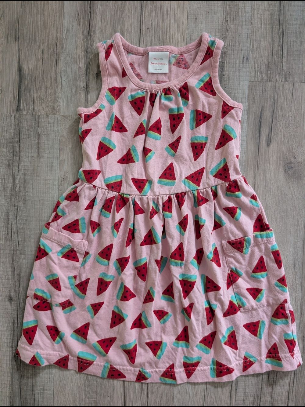 Hanna Andersson Pink Watermelon Print Tank Dress, 4T (V9)